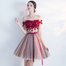 Женское кружевное платье с открытыми плечами, открытыми плечами, коротким рукавом и открытой спиной, бандажные вечерние платья красного цвета 2024 - купить недорого