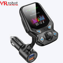 VR robot 1.8'' Bluetooth Car MP3 Audio AUX Player 5.0 FM Transmitter Wireless Handsfree Car Kit with QC 3.0 Dual USB Car Charger 2024 - buy cheap