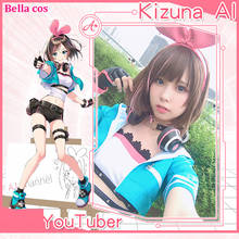 You tuber Kizuna AI cosplay cosstume lovely cute dress uniform Halloween costumes Anime clothes for women COS outfit+tops+shorts 2024 - buy cheap