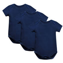 Unisex Solid Black Cotton Fashion 3 Pack Boys Girls Short Sleeve Bodysuit Newborn Baby Clothes 2024 - buy cheap