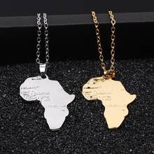 New Fashion Silver Gold Color Africa Map With Flag Pendant Metal Chain Necklaces African Maps Jewelry for Women Men 2024 - buy cheap