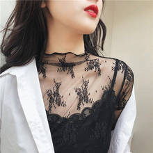 Blusa feminina renda floral bordada, camisa feminina manga comprida vazada 2024 - compre barato