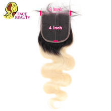 Facebeauty  4x4 1B 613 Blonde  Brazilian Body Wave Remy Human Hair  Lace Closure 2 Tone Dark Root Free Middle Part Free Shipping 2024 - buy cheap