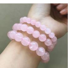 Novidade pulseira com pingente de cristal rosa rosa, bracelete de pedra natural de quartzo com fio elástico para amantes de joias para garotas presente de aniversário 2024 - compre barato