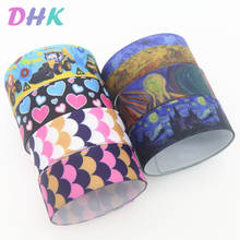 DHK 50yards paint heart fishscale car Printed Grosgrain Ribbon Accessory Hairbow Headwear Decoration DIY Wholesale Craft S1363 2024 - buy cheap