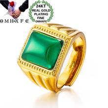 OMHXFC-anillo ajustable de oro de 24kt, joyería al por mayor RI212, moda europea, fino, regalo de cumpleaños, boda, rojo, verde, cuadrado 2024 - compra barato