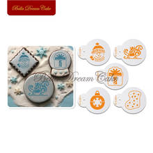 5pcs Christmas Gift Design Coffee Stencils Set PET Cookies Stencil Template Cake Mold For Biscuits Cake Decorating Tool Bakeware 2024 - buy cheap