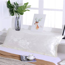 Double Pillow Case Silk Imitation Satin Jacquard Length Flower Pillowcase White Wedding Couple Pillow Cover No Filling 45*120cm 2024 - buy cheap