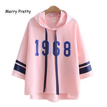 Feliz bonito rosa hoodies harajuku manga longa 1968 impresso sweatshirts doce com capuz pullovers sudaderas mujer 6 cores 2024 - compre barato