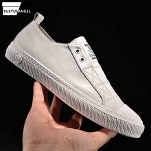 Men Loafers Genuine Leather White Shoes Spring Summer New Breathable Sneakers Street Slip-On Flat Casual Shoes Mocassin Homme 2024 - buy cheap