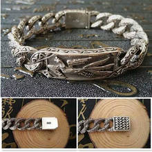 Pulsera de plata de ley 925 para hombre, brazalete con diseño de cadena de látigo, estilo tailandés, Punk, dragón 2024 - compra barato