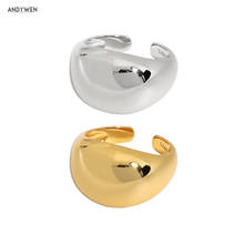 ANDYWEN-anillos grandes y ajustables para mujer, de Plata de Ley 925, redondos, geométricos irregulares, joyería de moda, regalo de boda 2024 - compra barato