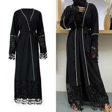 Muslim Ladies Beaded Robe Banquet Cardigan Abaya Elegant Arabian Robe Kaftan Loose Tassel Decorated Cardigan Dubai Robe Fashion 2024 - buy cheap