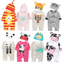 Spring Autum Baby Rompers Long Sleeve Cotton Jumpsuit Infant panda print Cartoon Newborn Baby Clothes Romper+hat Toddler Outfits 2024 - buy cheap
