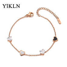 YiKLN CZ Crystal & Shell Love Heart Charm Bracelets For Women Stainless Steel Chain & Link Strand Bracelet Jewelry YB20063 2024 - buy cheap