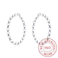 925 sterling silver Earring,Wedding Party Jewelry Accessory,Fashion Korean Waves Ripple Silver Big Hoop Earrings for Women 2020 2024 - buy cheap