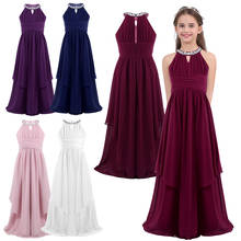 Vestido de princesa sagrada feminino chiffon, vestidos para meninas, vestidos de primeira comunhão, para casamento, damas de honra, festa de aniversário, vestido floral 2024 - compre barato