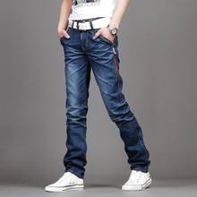 Man pants fashion 2020 ripped jeans, network burst models Slim deinm pants, men's blue Straight jeans for men, men jeans Cotton 2024 - buy cheap