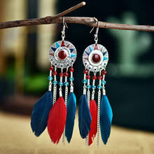 2020 Long Chain Tassel Feather Earrings Ethnic Boho Flower Summer Dangle Earring Wedding Earrings Accessories 2024 - buy cheap
