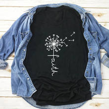 Dandelion Corss Faith T-shirt Aesthetic Women Christian Inspirational Quote Tshirt Vintage Boho Flower Religion Tees Tops 2024 - buy cheap
