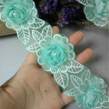 1 yard 5cm Soluble Green Diamond Flower Floral Embroidered Lace Trim Applique Fabric Lace Ribbon Sewing Craft For Costume Hat 2024 - buy cheap