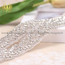 (1yard) Handmade Beaded Hot Fix Sliver Clear Bling Sew On Crystal Embellishments Rhinestone Trim Bridal Belt Headbands Garters 2024 - buy cheap