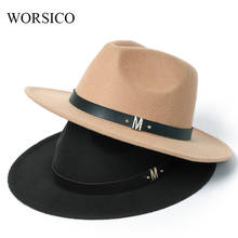 Wide Brim Felt Hat Women Autumn Top Jazz Cap Winter Fashion Wool Fedora Hat For Women Black Fedora Hats for Men 2024 - buy cheap