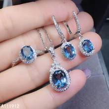 KJJEAXCMY fine jewelry natural topaz 925 sterling silver women pendant necklace chain earrings ring set support test exquisite 2024 - buy cheap