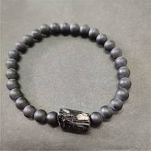 Натуральный черный необработанный Турмалин матовый оникс Камень Бисер минеральный исцеляющий камень браслеты из бисера для мужчин и женщин 2024 - купить недорого