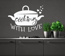 Adesivo de parede com citação e amor para cozinhar, decalque em vinil, decoração de casa, sala de estar, cozinha, g885 2024 - compre barato