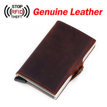 Genuine Leather Men Wallet Rfid Mini Wallet Small Slim Metal Male Purse Thin Walet Money Bag Card Holder Vallet cartera hombre 2024 - buy cheap