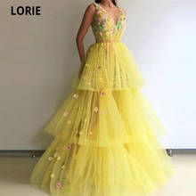 Lorie-vestido de baile longo com flores em 3d, decote v, sem mangas, fim de noite, linha a, praia, princesa 2024 - compre barato