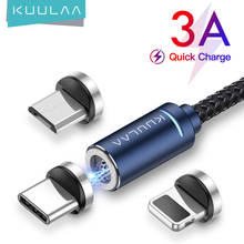 Магнитный кабель KUULAA Micro USB Type-C для быстрой зарядки, Магнитный зарядный кабель Micro USB Type-C, USB C для iPhone 11 X XR, usb-кабель 2024 - купить недорого