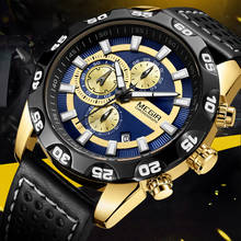 Megir relógio masculino luxuoso de quartzo, novo cronógrafo esportivo à prova d'água luminoso 2096g 2024 - compre barato