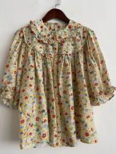 Elfbop-Blusa con cuello de muñeca para mujer, camisa con estampado Floral, Top con detalle de volantes 2024 - compra barato