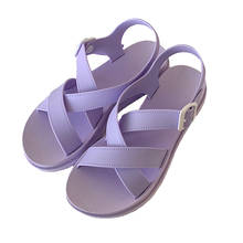 2021 new Summer Sandals Women Beach Sandals Platform Soft PVC Girls Flat Shoes Purple Color Ladies Fashion Sandalias 2024 - buy cheap