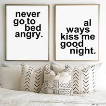 Bedroom Modern Wall Art Print Always Kiss Me Good Night , Bedroom Canvas Painting Couple Print Love Poster Romantic Wall Decor 2024 - buy cheap