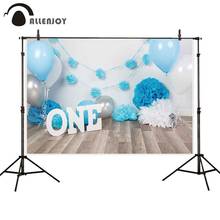 Allenjoy-telón de fondo de un cumpleaños para Celebración de bebé, globo azul, estrella, madera, fiesta de aniversario, decoración de estudio fotográfico 2024 - compra barato