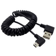 Mini usb 5 Pin male 90 degree right angled to usb 2.0 male right angled spring Retractable cable sync data charge 1m 2024 - buy cheap
