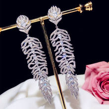 Vintage Fine Jewelry Drop Earrings For Women Solid 925 Silver Cubic Zirconia Luxury Elegant Bridal Wedding Brincos Hiah Quality 2024 - buy cheap