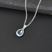 Silver Color Chain Necklace For Women Multicolored Crystal Water Drop Pendants Necklaces Wedding Party Jewelry Gift 2024 - buy cheap