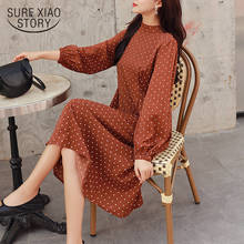 2022 Spring Elegant A-line Dresses Korean Loose Polka Dot Pullover Women Dress Vestidos Round Collar Mid-Length Long Dress 8835 2024 - buy cheap