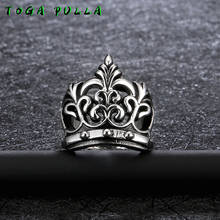 Anel de aço inoxidável, anel de forma de cavaleiro, coroa, vintage, punk, para homens, joias de treliça 2024 - compre barato