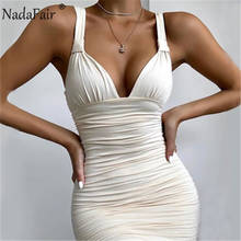 Nadafair-vestido midi de verão sem mangas, sexy, para festa, cor sólida, com as costas abertas, branco, ched 2024 - compre barato
