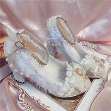 Sweet Girls Female Princess High Heel 8cm Tea Party Japanese Cute Anime Lolita Shoes Women Cosplay Shoes Feminine Lace Bowknot 2024 - buy cheap