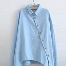 Camisa informal de otoño para mujer, Blusa de manga larga con cuello vuelto, Color liso, #45 talla grande, 2020 2024 - compra barato