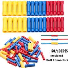 50/100pcs Assorted Insulated Crimp Terminals Electrical Wire Cable Butt Connectors Crimping Terminal BV1.25 2024 - buy cheap