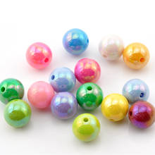DoreenBeads-Cuentas espaciadoras de acrílico, bolas de mezclado colorido, Color AB, joyería pulida de 14mm( 4/8 ") de diámetro, agujero: aproximadamente 2,5mm, 9 Uds. 2024 - compra barato