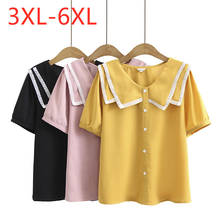 New 2021 Ladies Summer Plus Size Tops For Women Large Blouse Short Sleeve Loose Casual Yellow Cotton Linen Shirt 3XL 4XL 5XL 6XL 2024 - buy cheap