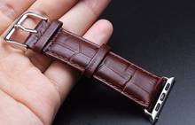 Genuine Leather Band Strap Stainless Steel Buckle Belt for Apple Watch SE 38mm 42mm 40mm 44mm 41 45mm series 7 6/5/4/3 2024 - buy cheap